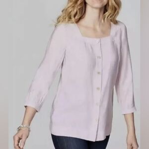 J. JILL Pale Orchid Light Lavender Button Pastel Tunic Top Shirt Blouse M NWOT